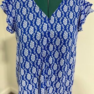 Pleione Royal Blue and White Blouse